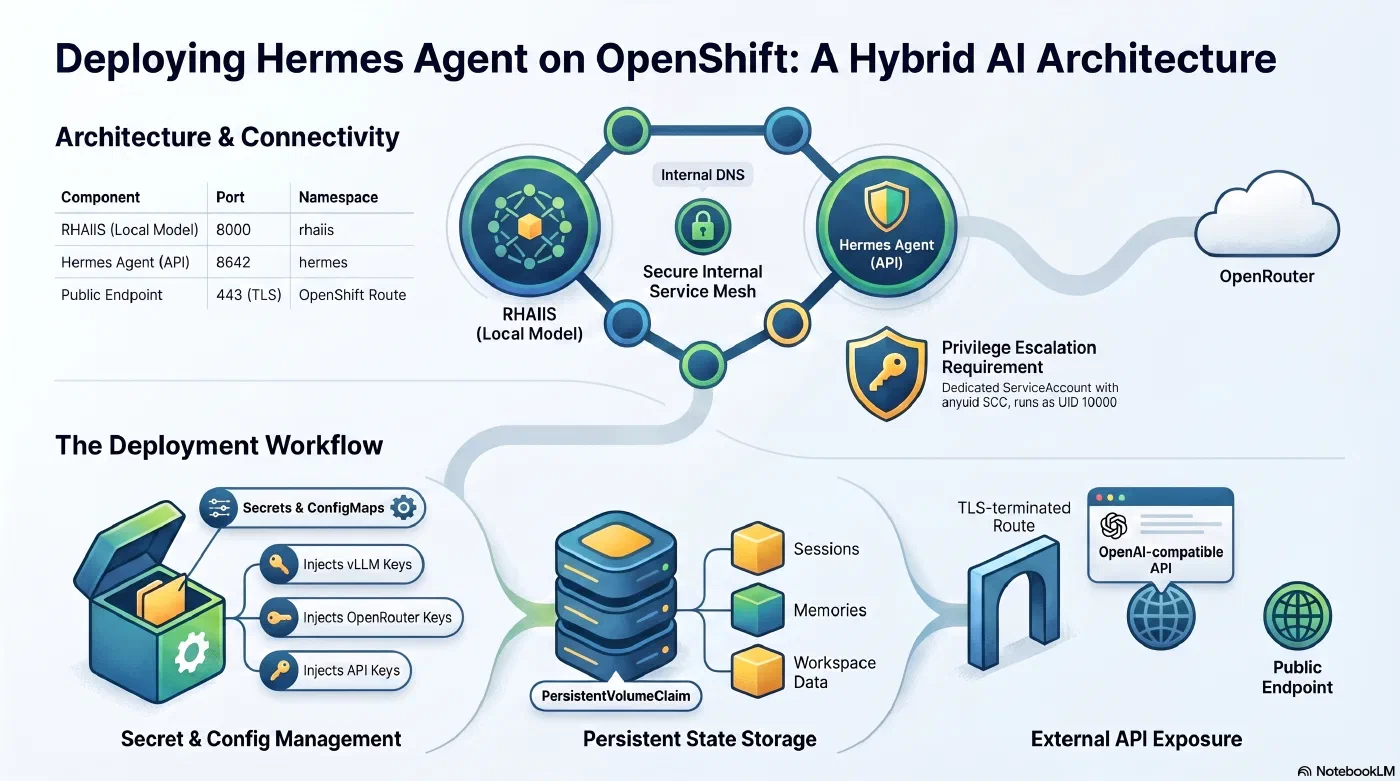 Hermes Agent on OpenShift: Private by default, cloud access when needed - AI generated