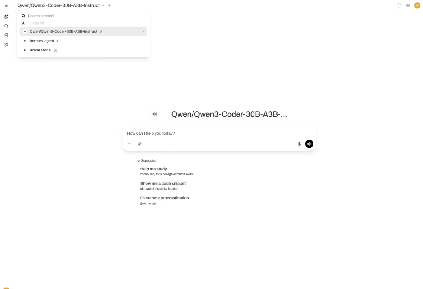 Model selector in Open WebUI showing models from RHAIIS and Hermes Agent Model selector in Open WebUI showing models from RHAIIS and Hermes Agent